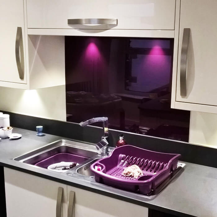 Gekleurde keuken spatwand helder glas