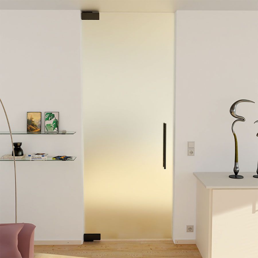 Zwarte taatsdeur op maat van matglas