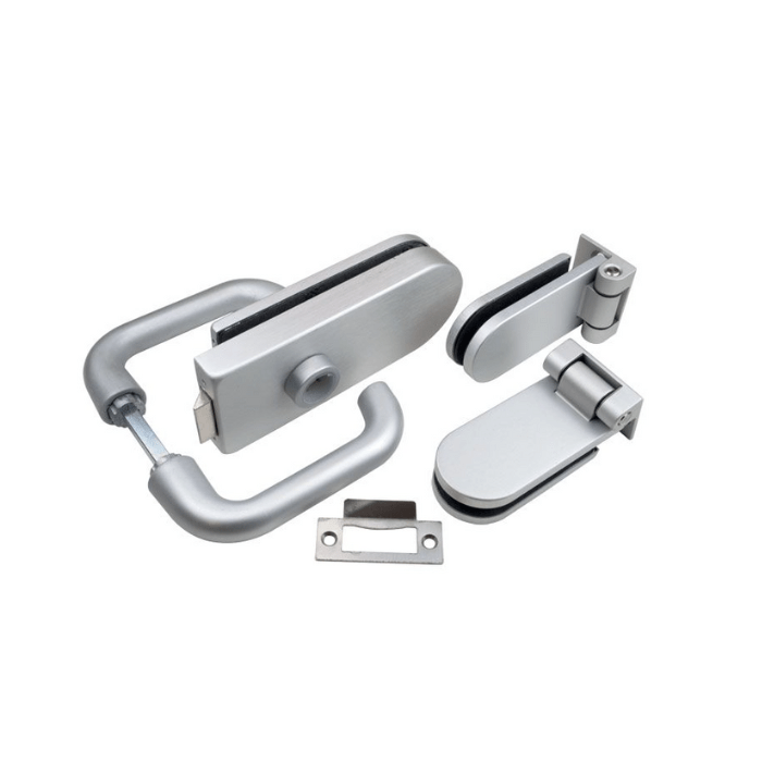 Aluminium afgerond beslagset voor een stompe binnendeur Aluminium afgerond beslagset voor een stompe binnendeur