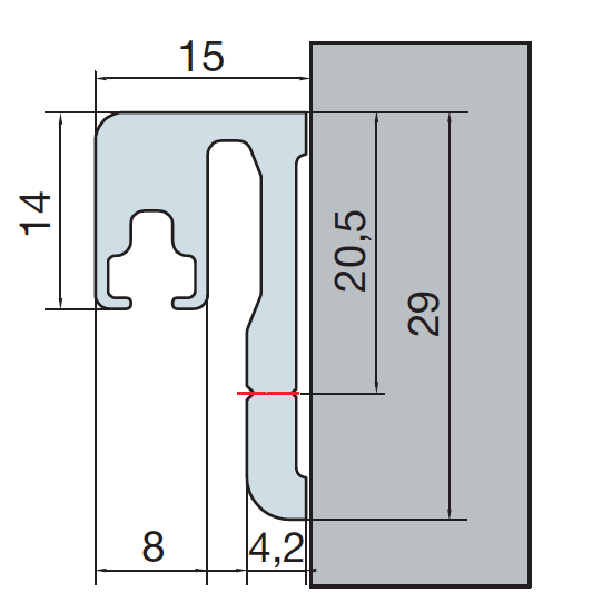 Technische-tekening-aanslagprofiel-voor-douchestrip-op-muur-aluminium-glans-chroom-lengte-2010-2500mm