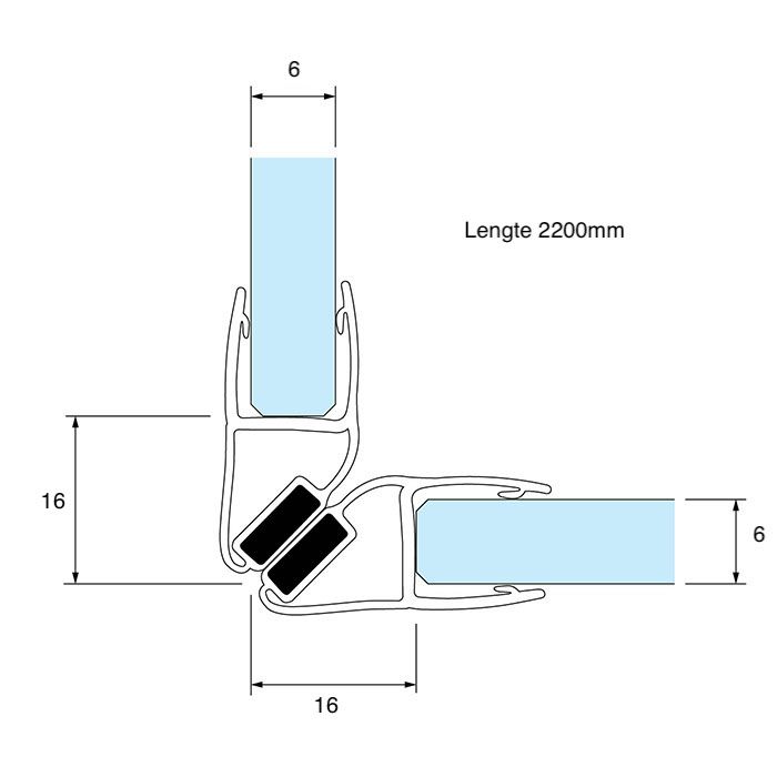 Magneetstrip met haakse hoek 90º Magneetstrip met haakse hoek 90º