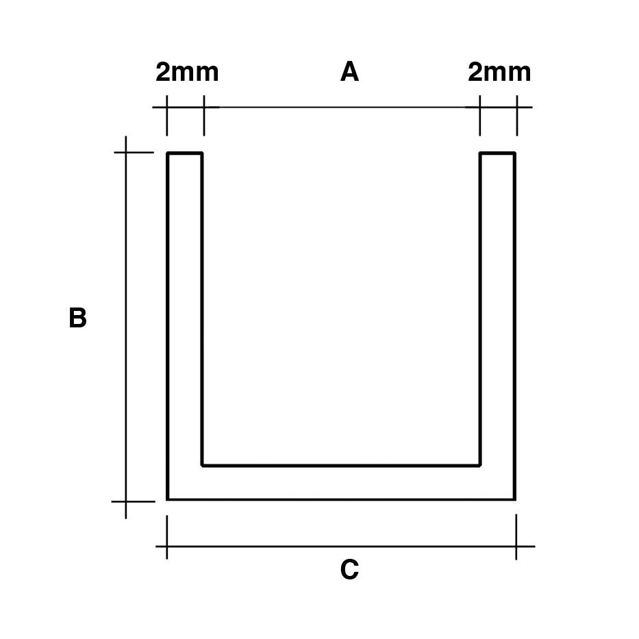 Zwarte u-profielen RAL9005 mat