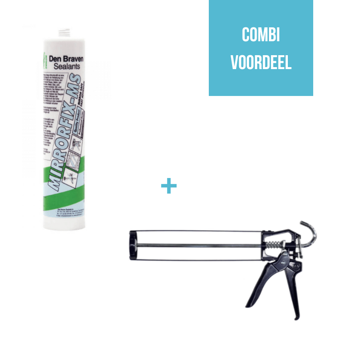 Spiegellijm en handkitpistool - combivoordeel