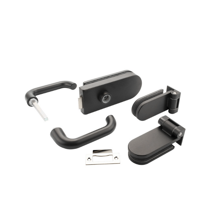 Zwart afgerond beslagset voor een stompe binnendeur