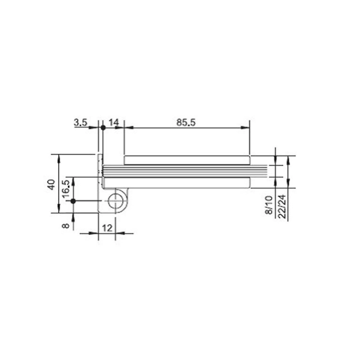 Enkelwerkend scharnier voor stompe deur  - glas/wand 90° afgerond