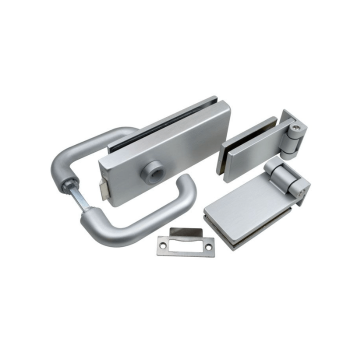 Beslag set rechthoekig voor binnendeur (stomp) Binnendeur-beslag-Quadra-aluminium