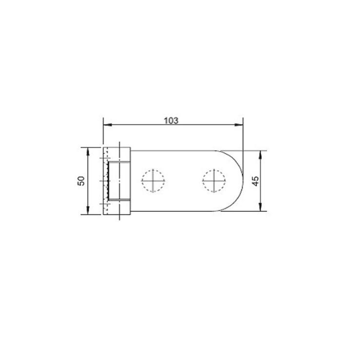 Enkelwerkend scharnier voor stompe deur  - glas/wand 90° afgerond