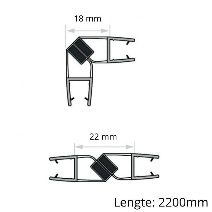 Zwarte magneetstrip met haakse hoek 90º Zwarte magneetstrip met haakse hoek 90º