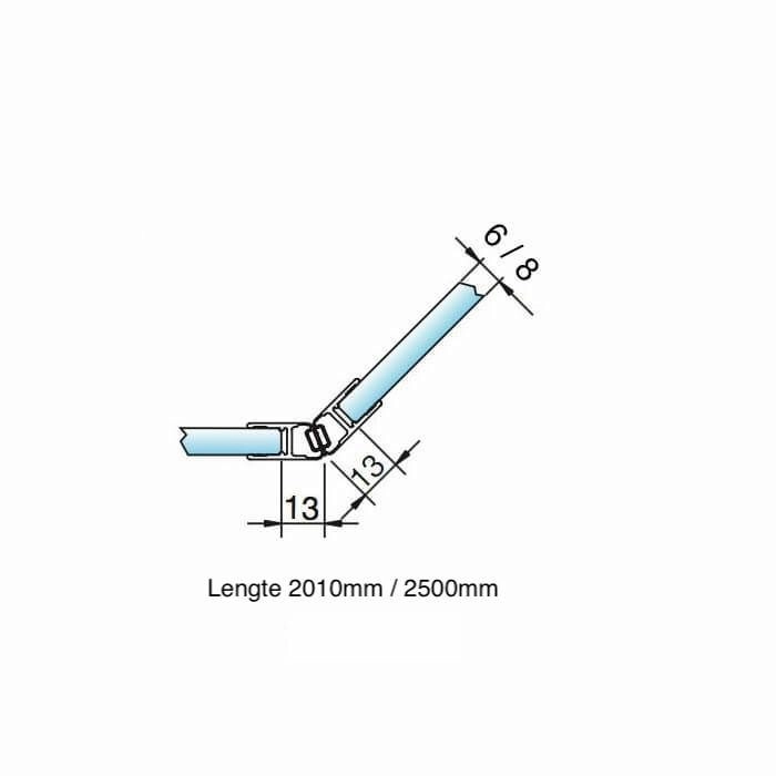 Magneetstrip schuine hoek 135º