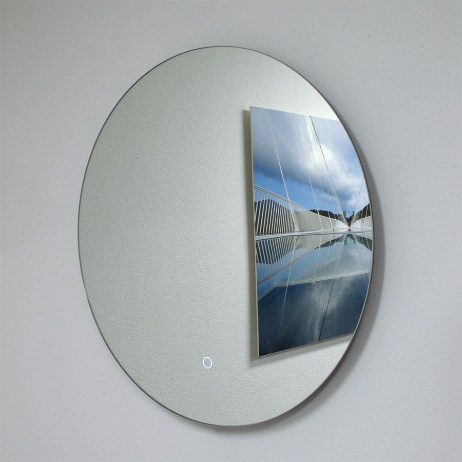 Badkamerspiegel rond met verlichting en verwarming, zonder frame, 60cm