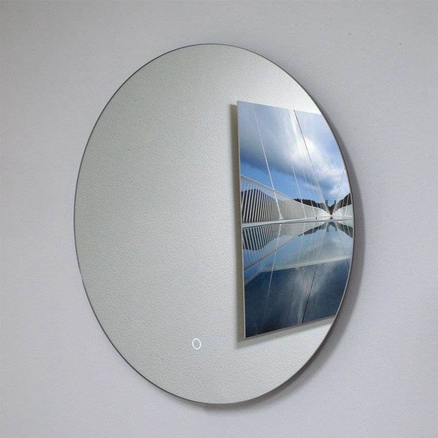 Badkamerspiegel rond met verlichting en verwarming, zonder frame, 60cm