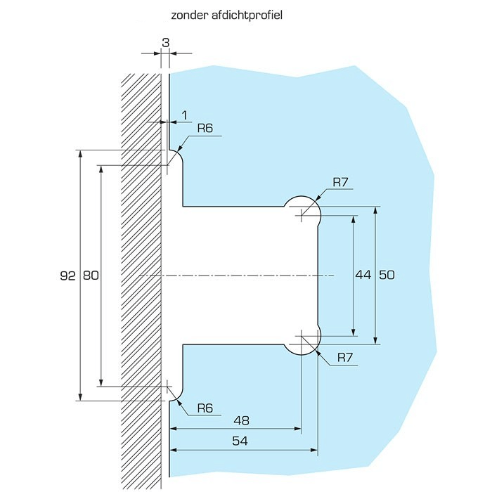 Douchescharnier-zwart-enkelzijdige-montageplaat-uitsparing2