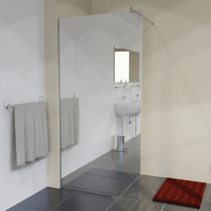 Douchewand op maat van spiegelglas