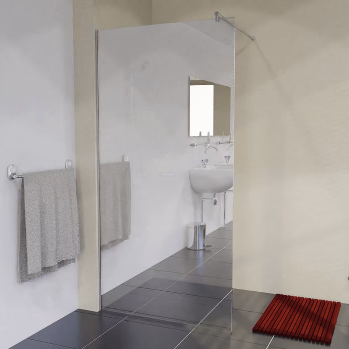 Douchewand op maat van spiegelglas