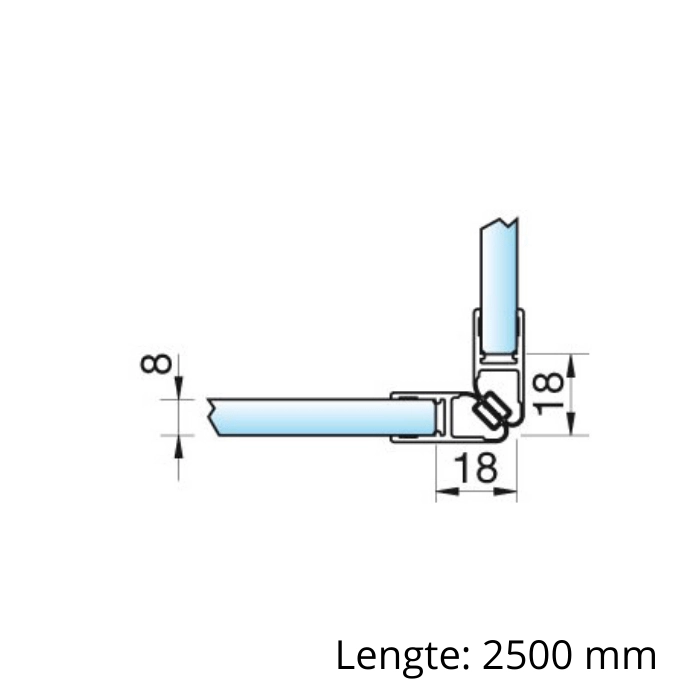 Zwarte magneetstrip met haakse hoek 90º