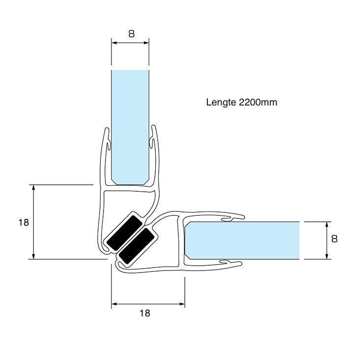 Magneetstrip met haakse hoek 90º Magneetstrip met haakse hoek 90º